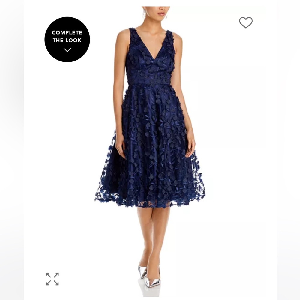 Elegant Navy Blue Floral Dress